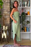 Arbi Gingham Shirring Bandeau Jumpsuit Soft Olive